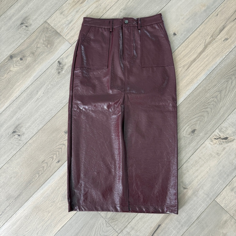 Burgundy faux Leather Skirt